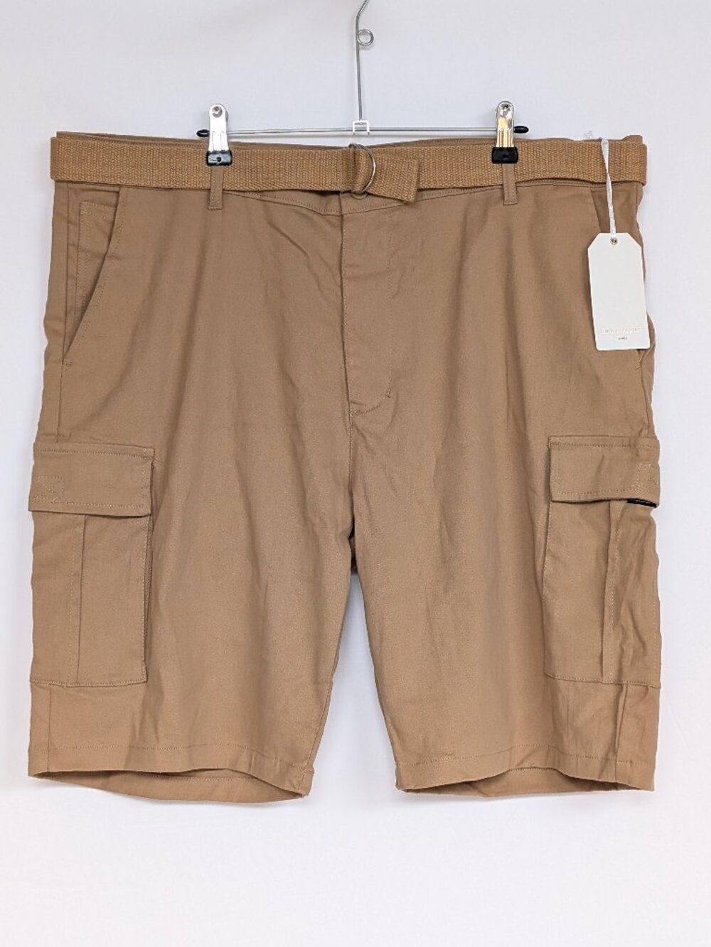 NWT Craft and Flow Wicked Stitch Belted Stretch Twil Cargo Shorts Men's 44 Kahki